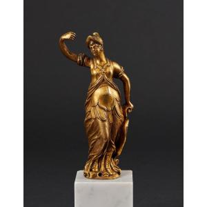 Déesse Minerve, Bronze Doré De Cabinet De La Renaissance, Italie, Fin Du XVIe-début Du XVIIe 