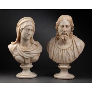 Paire de bustes en marbre - Rome, vers 1600