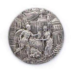 Neo-renaissance Silver Medal, Salome Receiving The Head Of Saint John The Baptist - Circa 1800