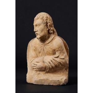 French Renaissance Limestone Bust Of A Man