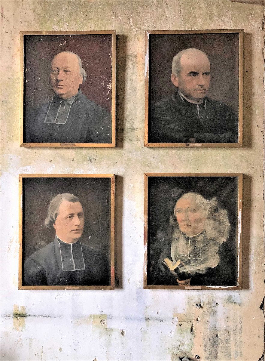 4 Portraits De Curés _ Huile Sur Toile _ Fin 19ème (lot)