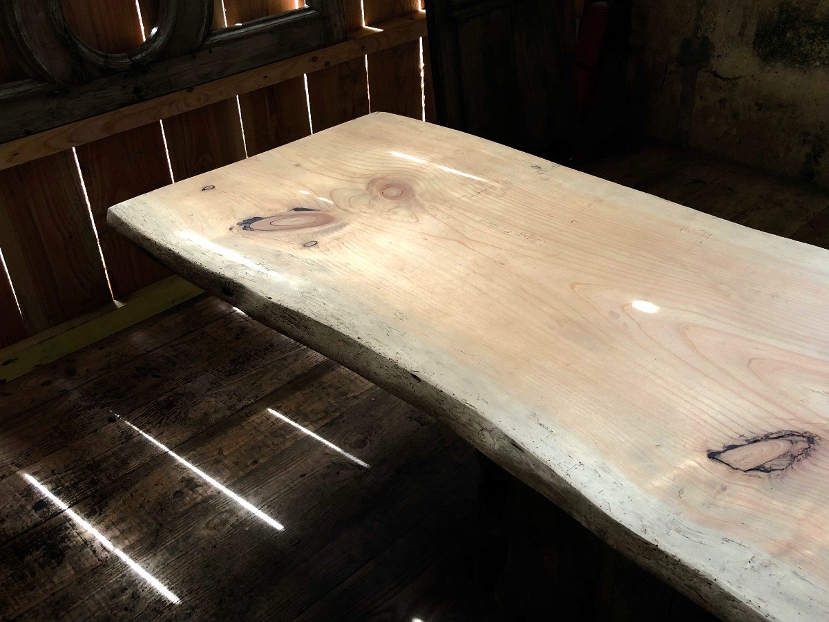 Table Monumentale En Bois, Résineux Et Acacia  _ 20 ème-photo-3