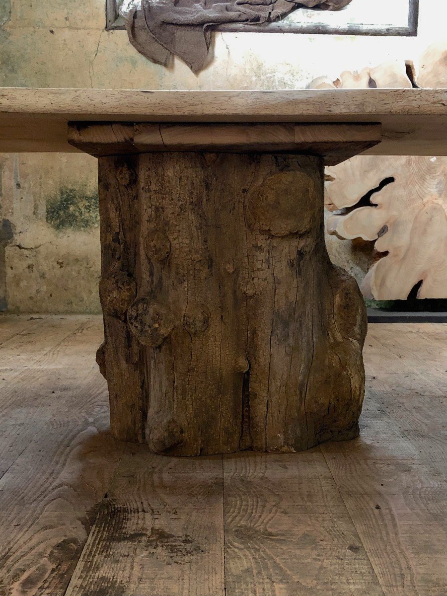 Table Monumentale En Bois, Résineux Et Acacia  _ 20 ème-photo-2