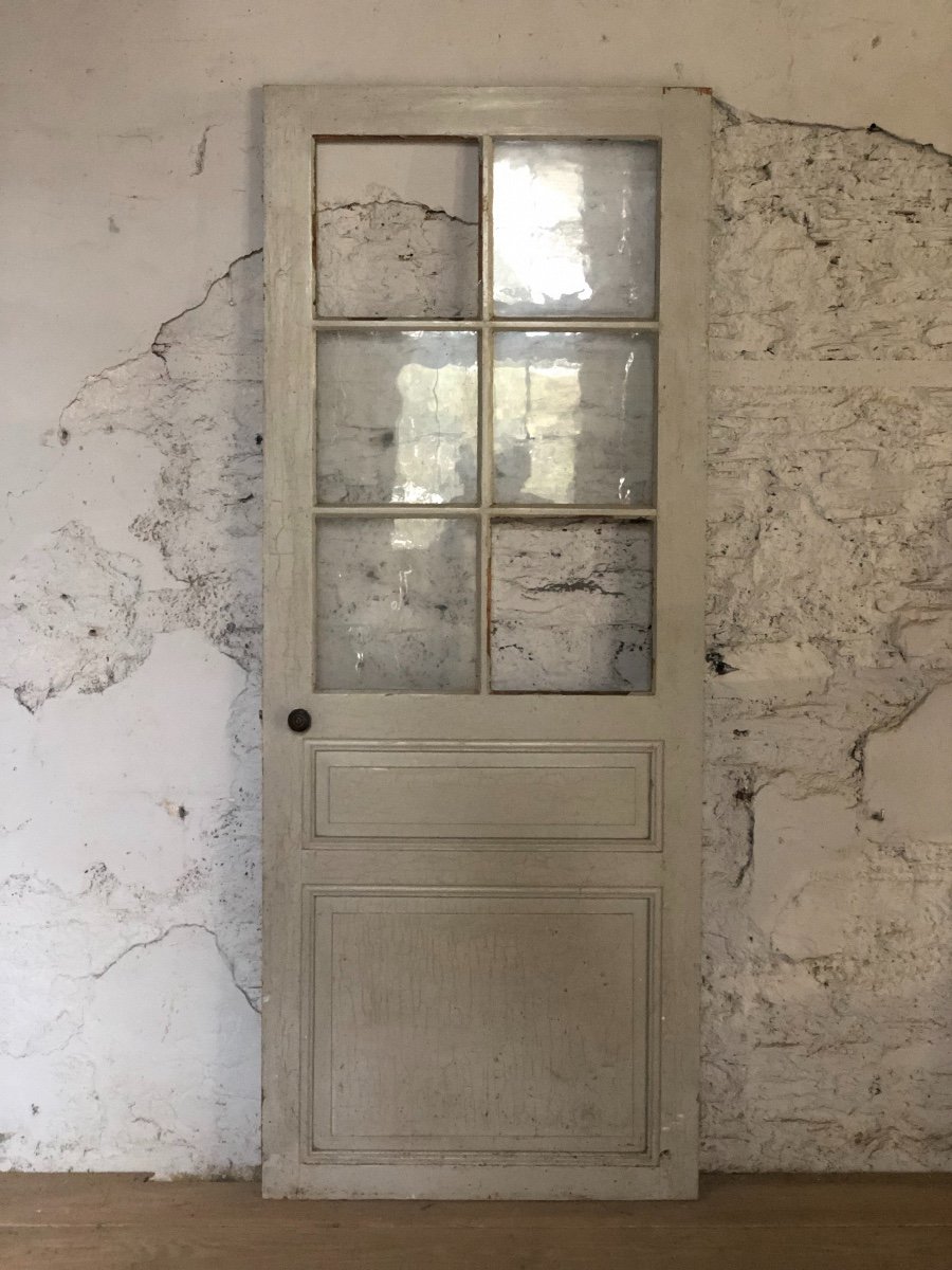 Porte Vitrée En Sapin Peinte