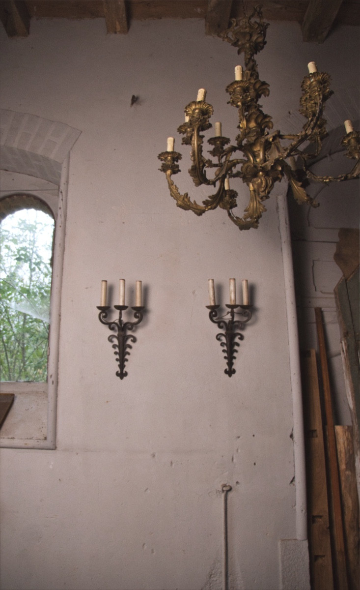 Pair Of 1940s Iron Wall Sconces-photo-4