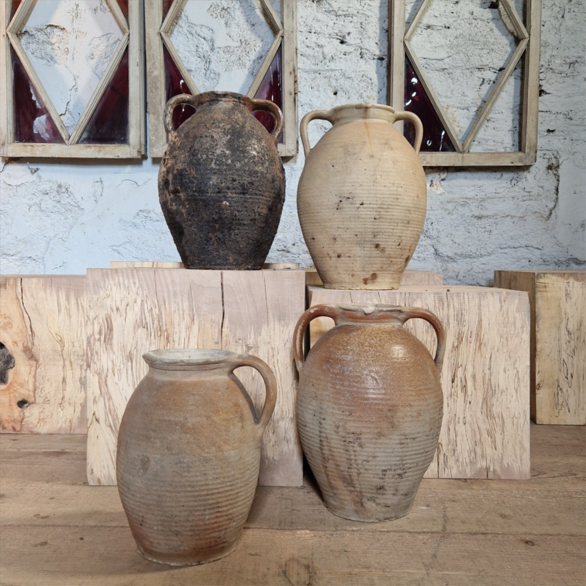 4 Borne Stoneware Jars-photo-2