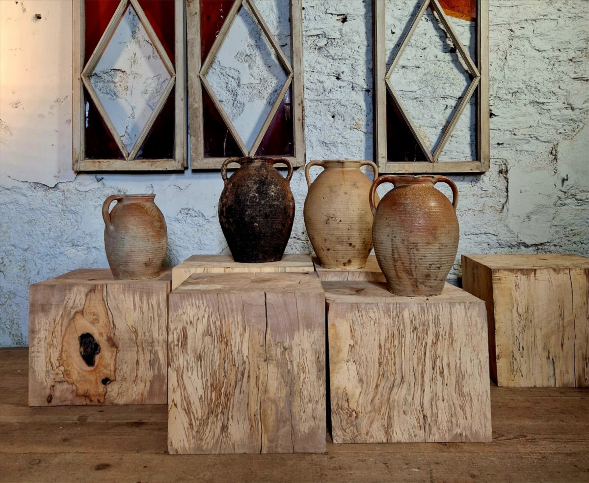 4 Borne Stoneware Jars-photo-3
