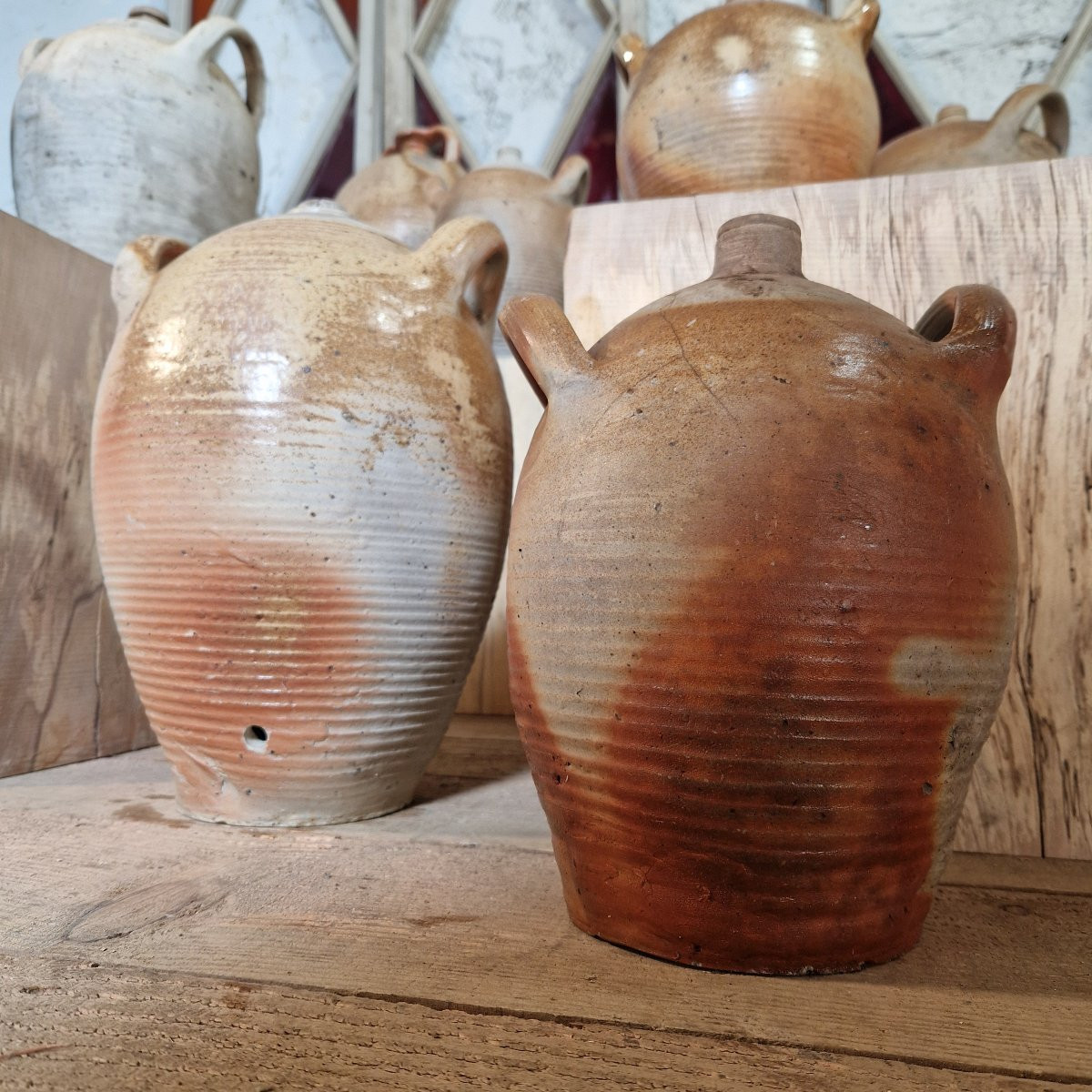Lot Of 9 Borne Stoneware Jars-photo-3