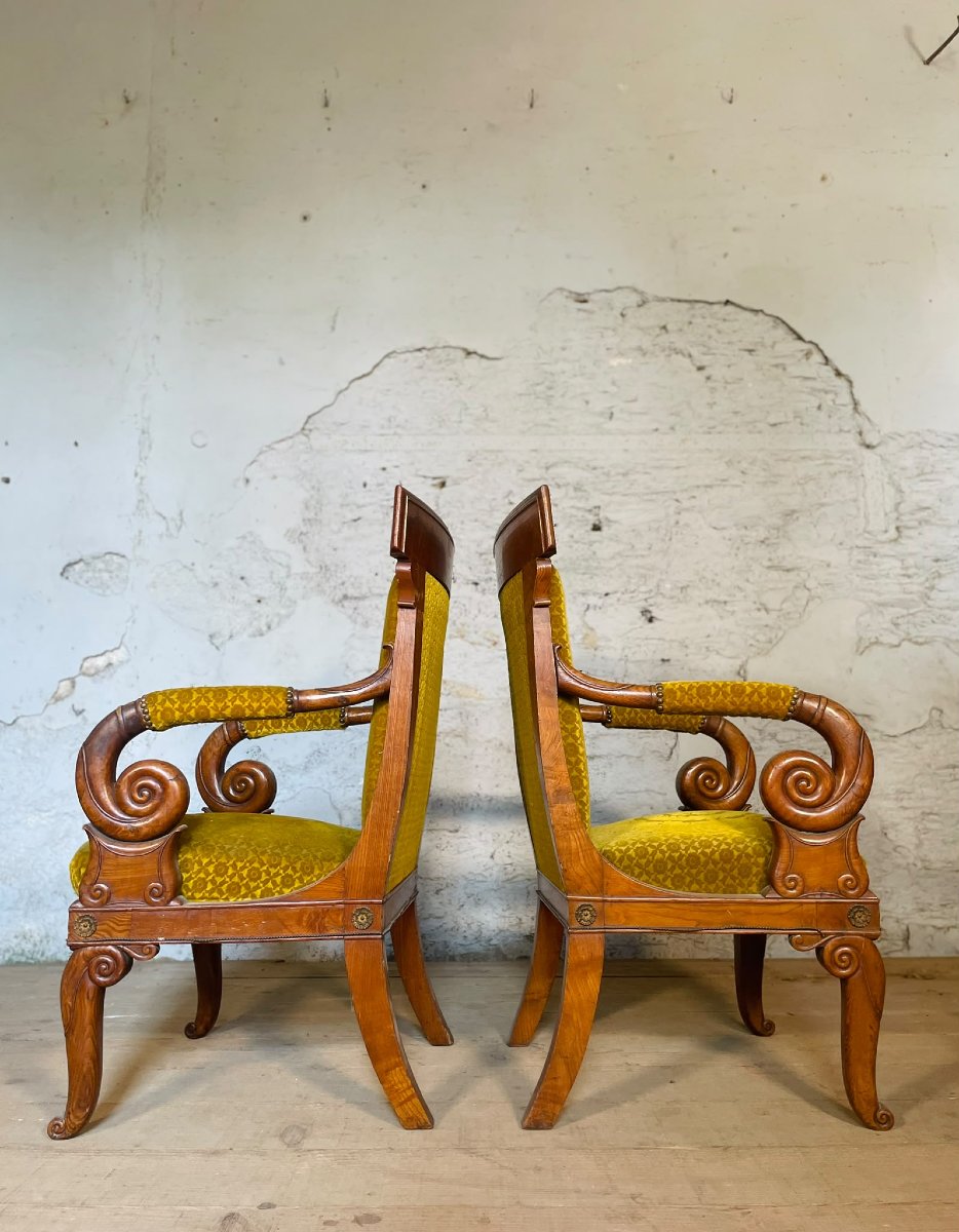 Paire de fauteuil en Frêne époque restauration-photo-1