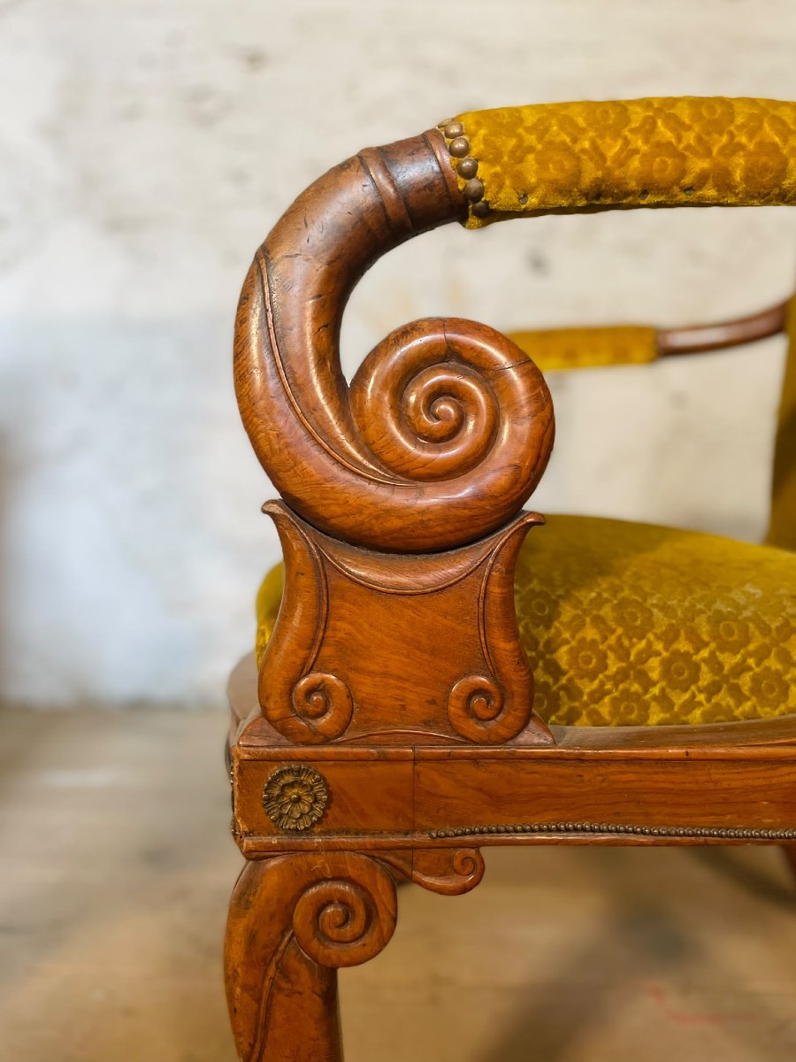 Paire de fauteuil en Frêne époque restauration-photo-2