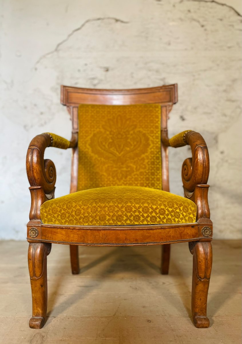 Paire de fauteuil en Frêne époque restauration-photo-3
