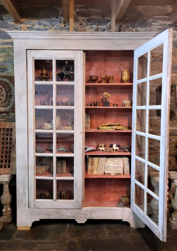 Paire De Bibliothèques En Chêne, Patine Lactée, Portes Vitrées _ 20 ème -photo-4