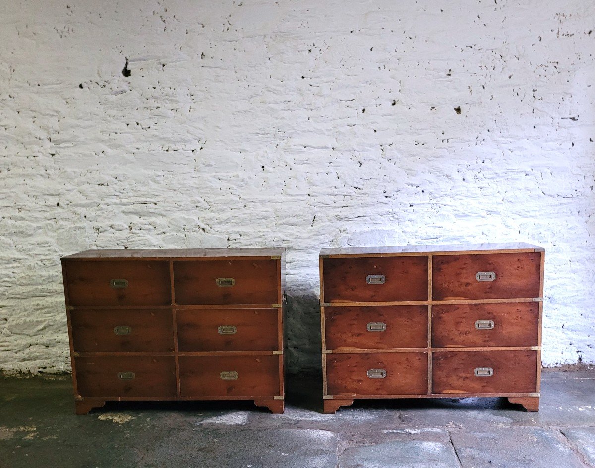 Paire De Commodes De Bateau Anglaises - 20 ème - Acajou 