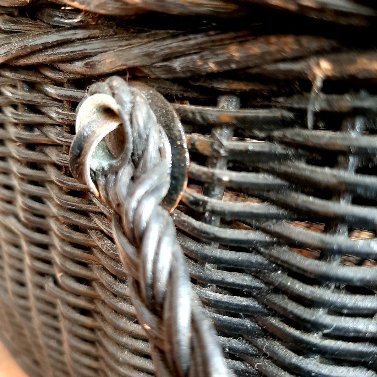 Paire De Paniers Bressans Osier noir, anses tressées  - Vannerie - Fin XIX ème , Début XX ème -photo-3