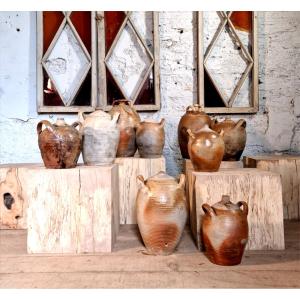 lot de 9 jarres en grés de la Borne