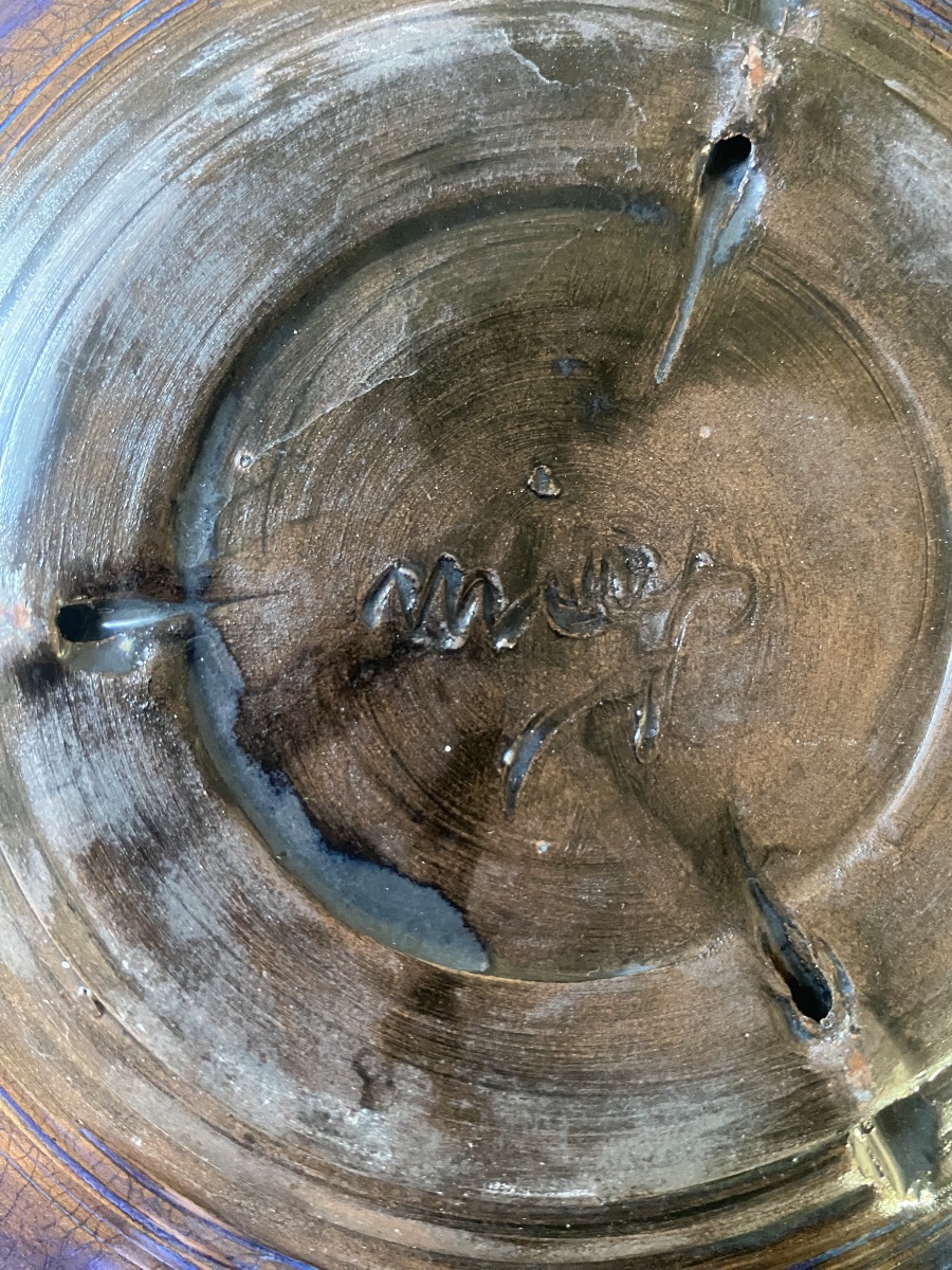 Enameled Stoneware Bowl Signed-photo-3