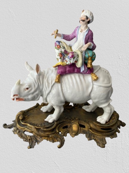 Groupe porcelaine Rhinoceros Samson 19 eme