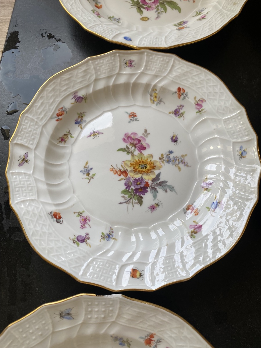 9 Assiettes Meissen 19 eme -photo-3