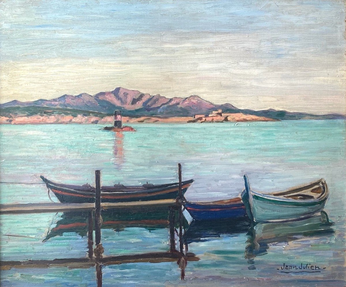 Jean Julien Peintre Marseillais: Ponton De Pêche, Ca 1925 Le Midi, La Côte d'Azur