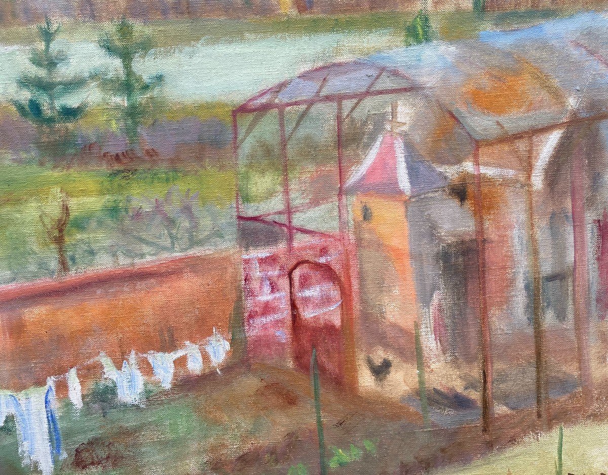 School Of Paris: Chicken Coop,  The Seine At Moisson 1939  Ukrainian Jewish Woman Painter-photo-1