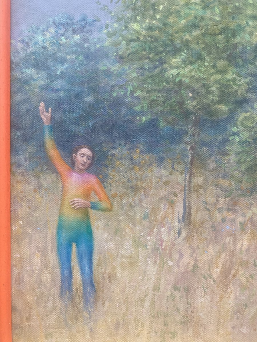 Simon Pasieka - The Rainbow: Androgynous Figure In A Landscape , Contemporary Figurative -photo-3