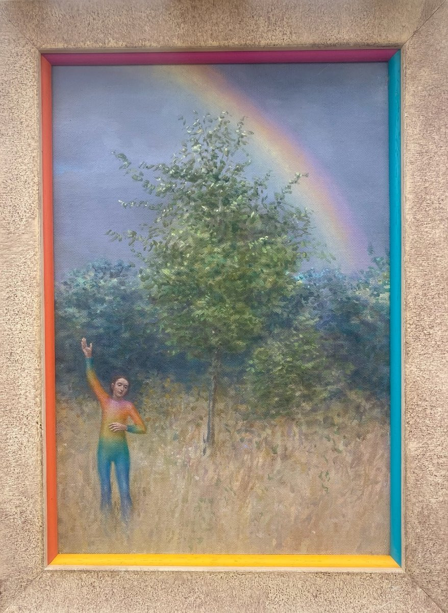Simon Pasieka - The Rainbow: Androgynous Figure In A Landscape , Contemporary Figurative -photo-4