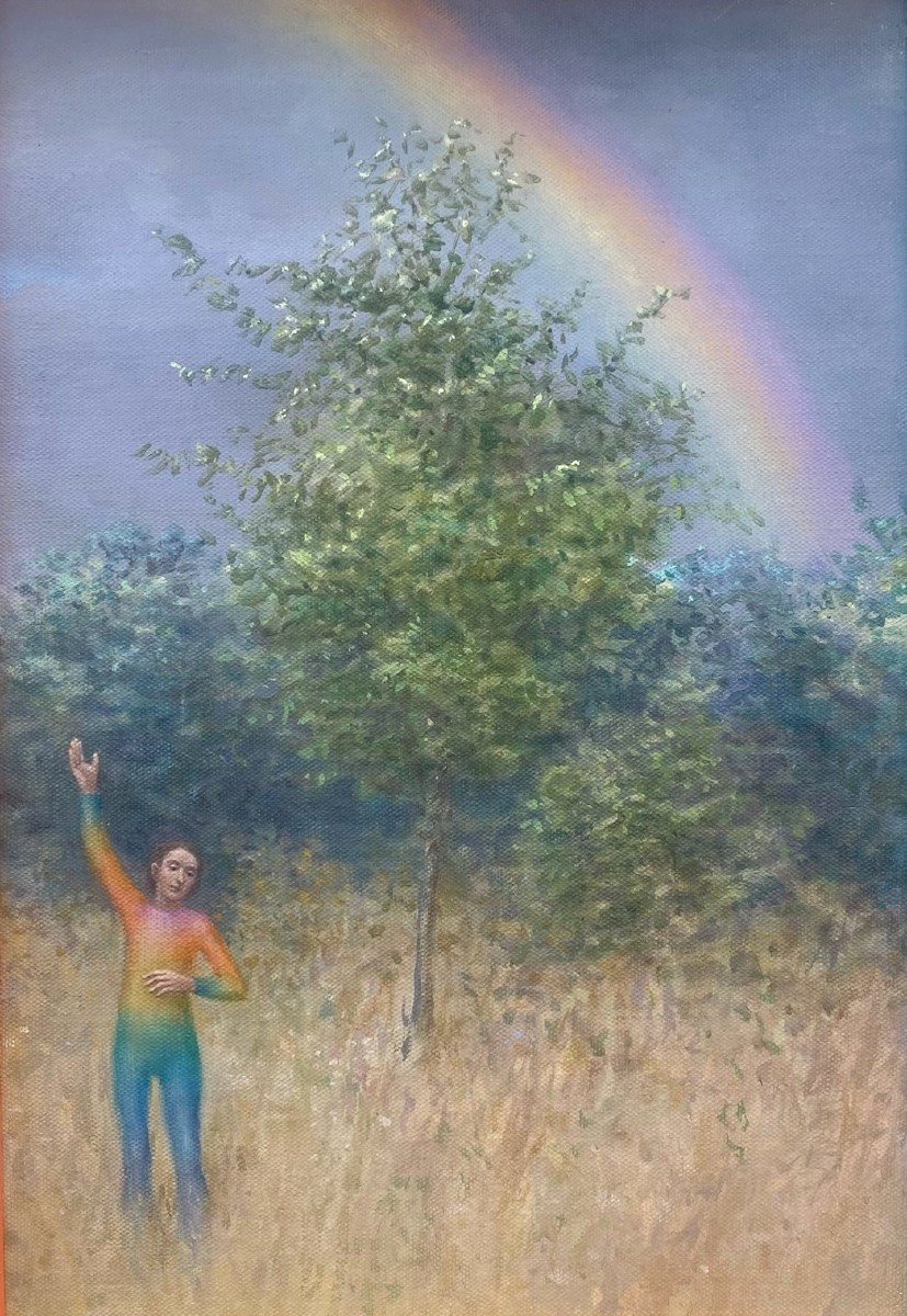 Simon Pasieka - The Rainbow: Androgynous Figure In A Landscape , Contemporary Figurative 