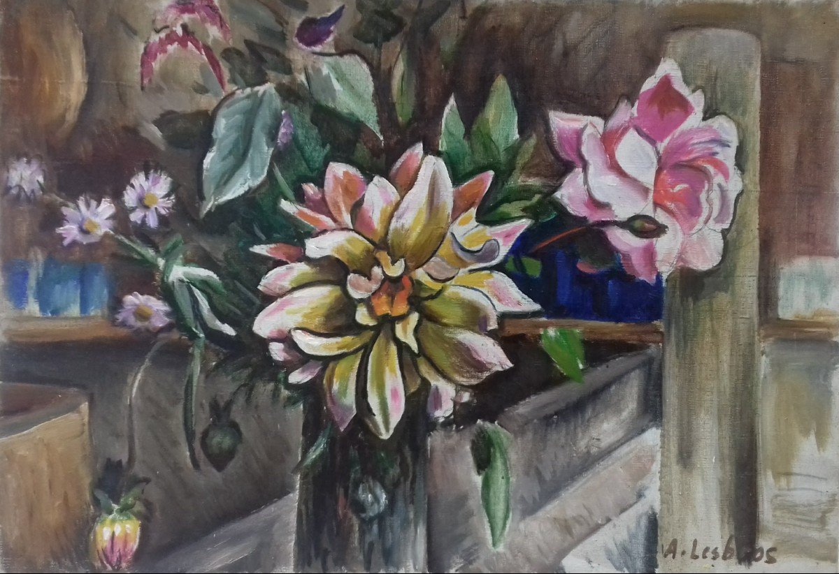French Cubist Floral Still Life, Flowers In The Provence Studio