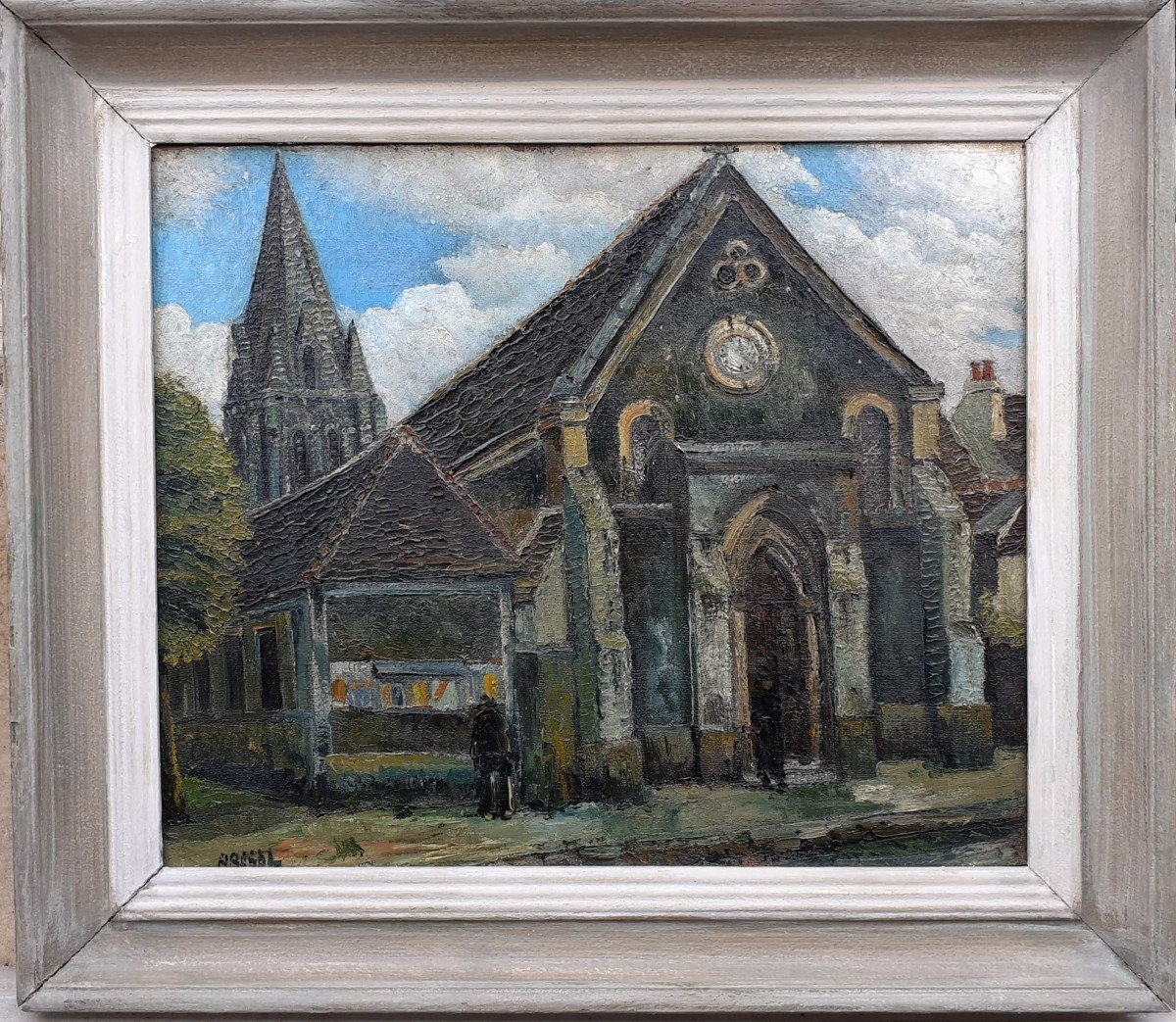 Raymon Besse Banlieue De Paris  Athis-mons église Saint Danis Circa 1930 Huile Sur Toile-photo-4