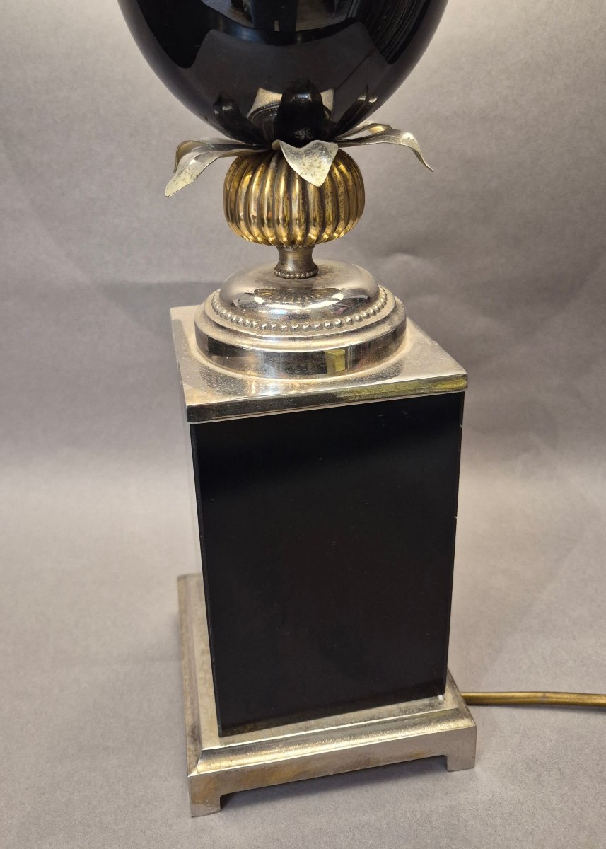 Lampe œuf d'autruche couleur noire des années 1960-photo-2