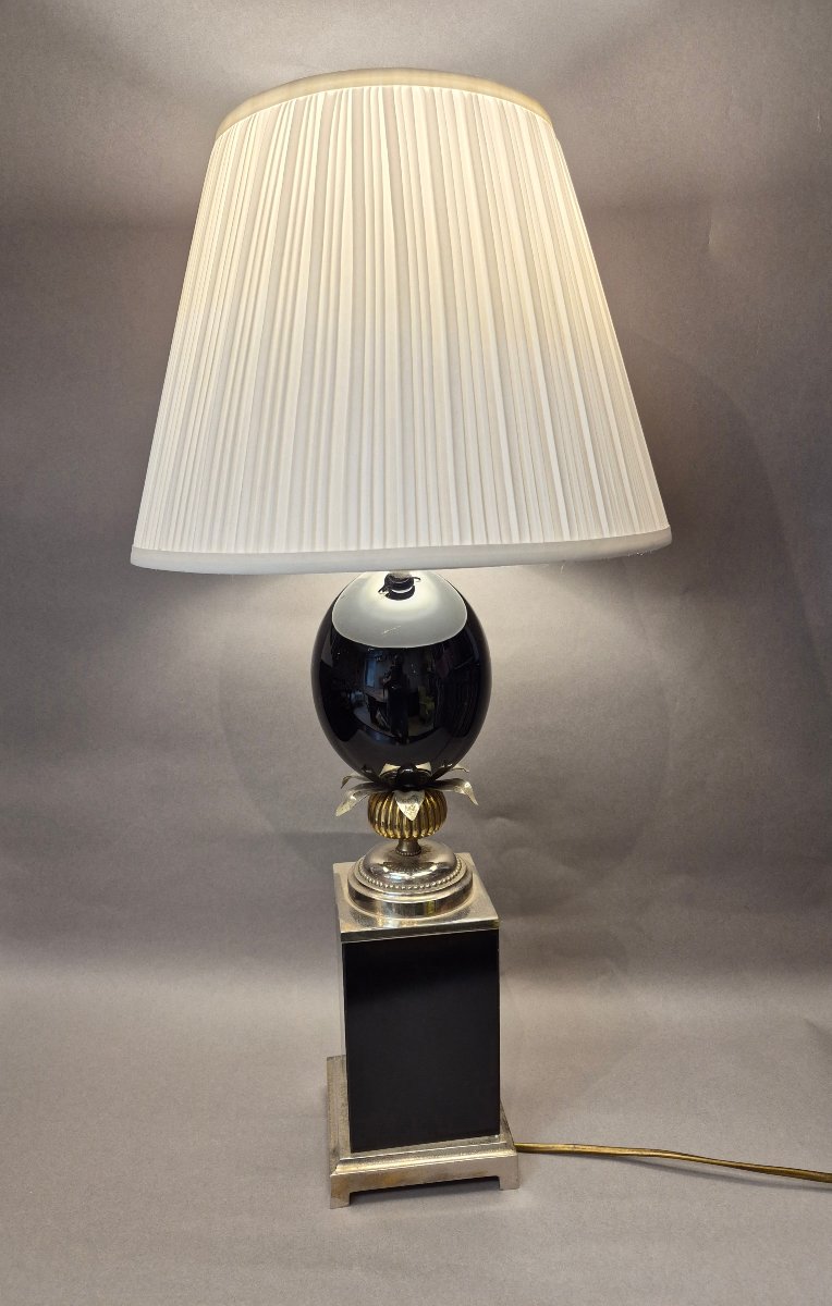 Lampe œuf d'autruche couleur noire des années 1960