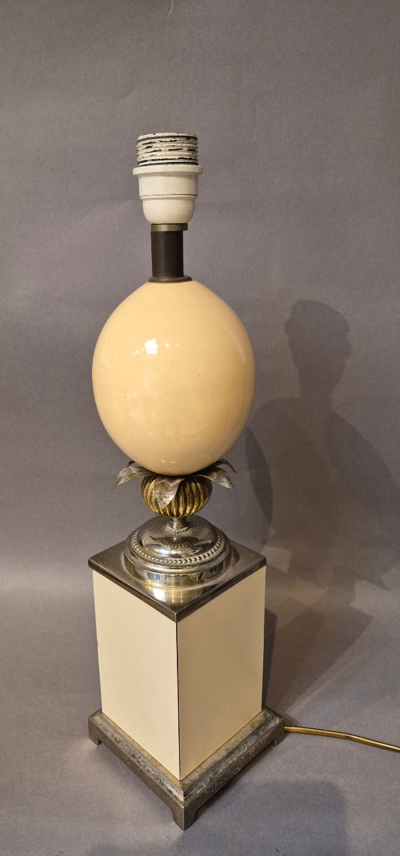 Lampe œuf d'autruche couleur ivoire des années 1960-photo-2