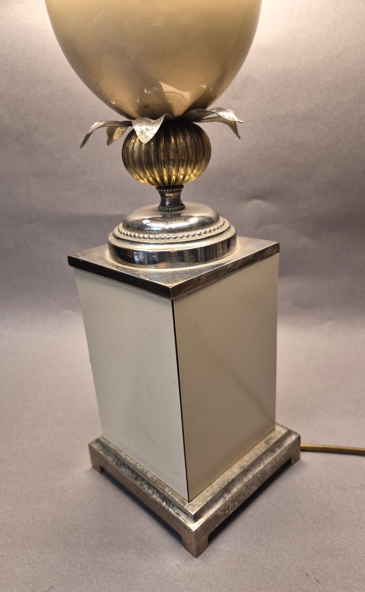 Lampe œuf d'autruche couleur ivoire des années 1960-photo-3