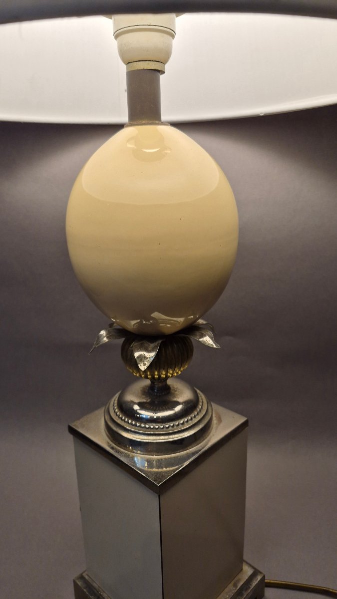 Lampe œuf d'autruche couleur ivoire des années 1960-photo-4
