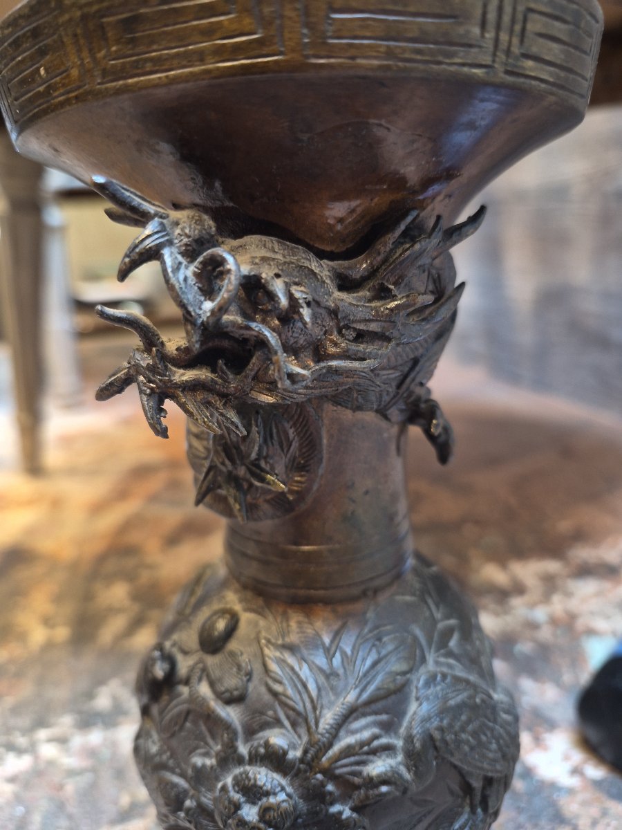 Chine Paire de vases en bronze -photo-3