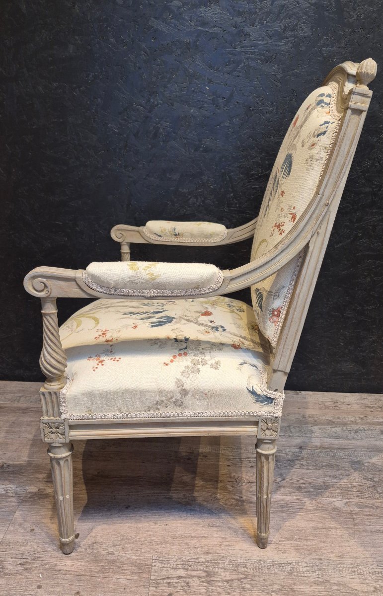 Paire de fauteuils à la reine d'époque Louis XVI -photo-2