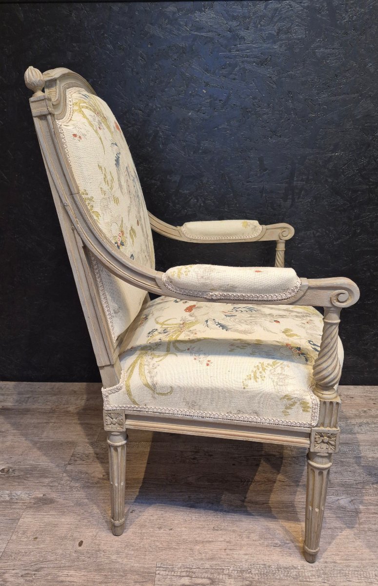 Paire de fauteuils à la reine d'époque Louis XVI -photo-3