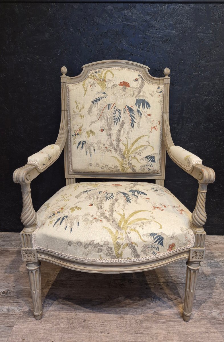 Paire de fauteuils à la reine d'époque Louis XVI -photo-4