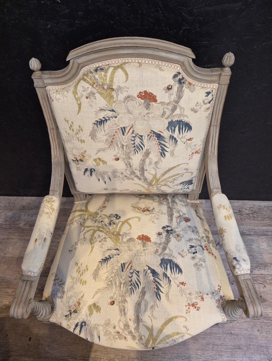Paire de fauteuils à la reine d'époque Louis XVI -photo-7