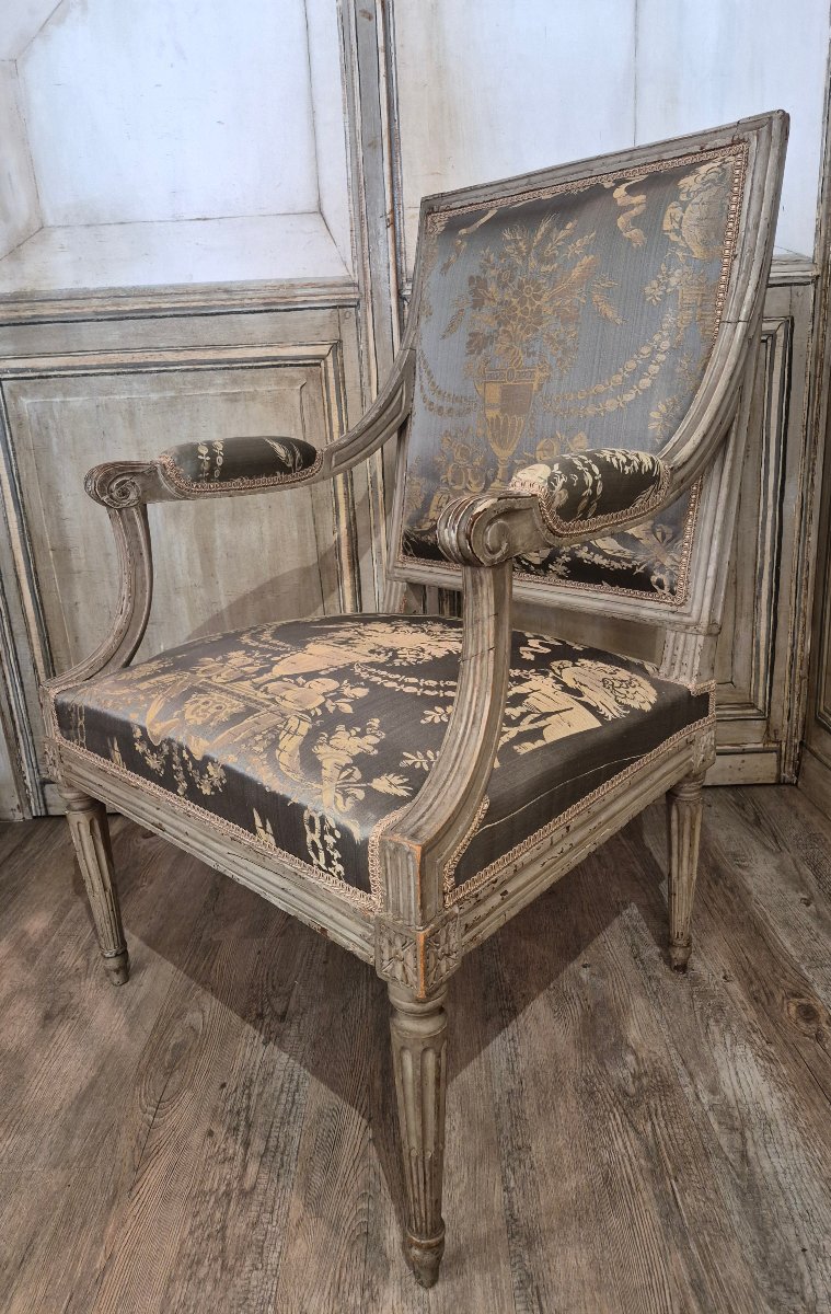 Fauteuil d'époque Louis XVI estampillé de Mariette reçu maître en1770-photo-2