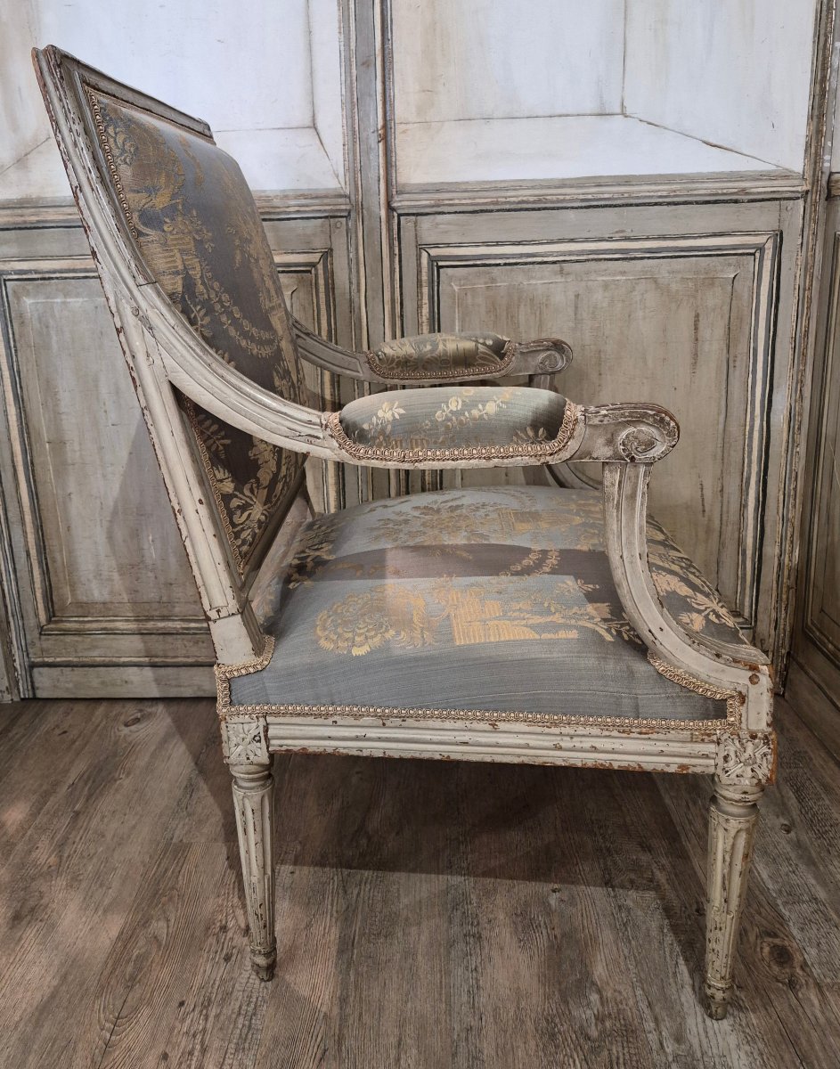 Fauteuil d'époque Louis XVI estampillé de Mariette reçu maître en1770-photo-4