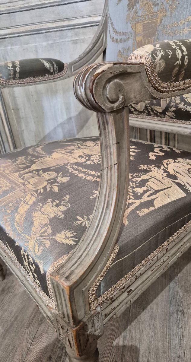 Fauteuil d'époque Louis XVI estampillé de Mariette reçu maître en1770-photo-4