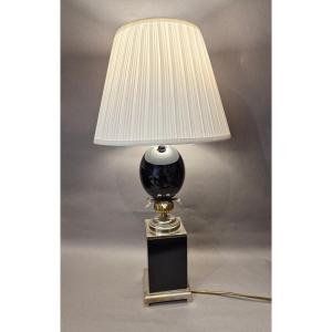 Black Ostrich Egg Lamp From The 1960s