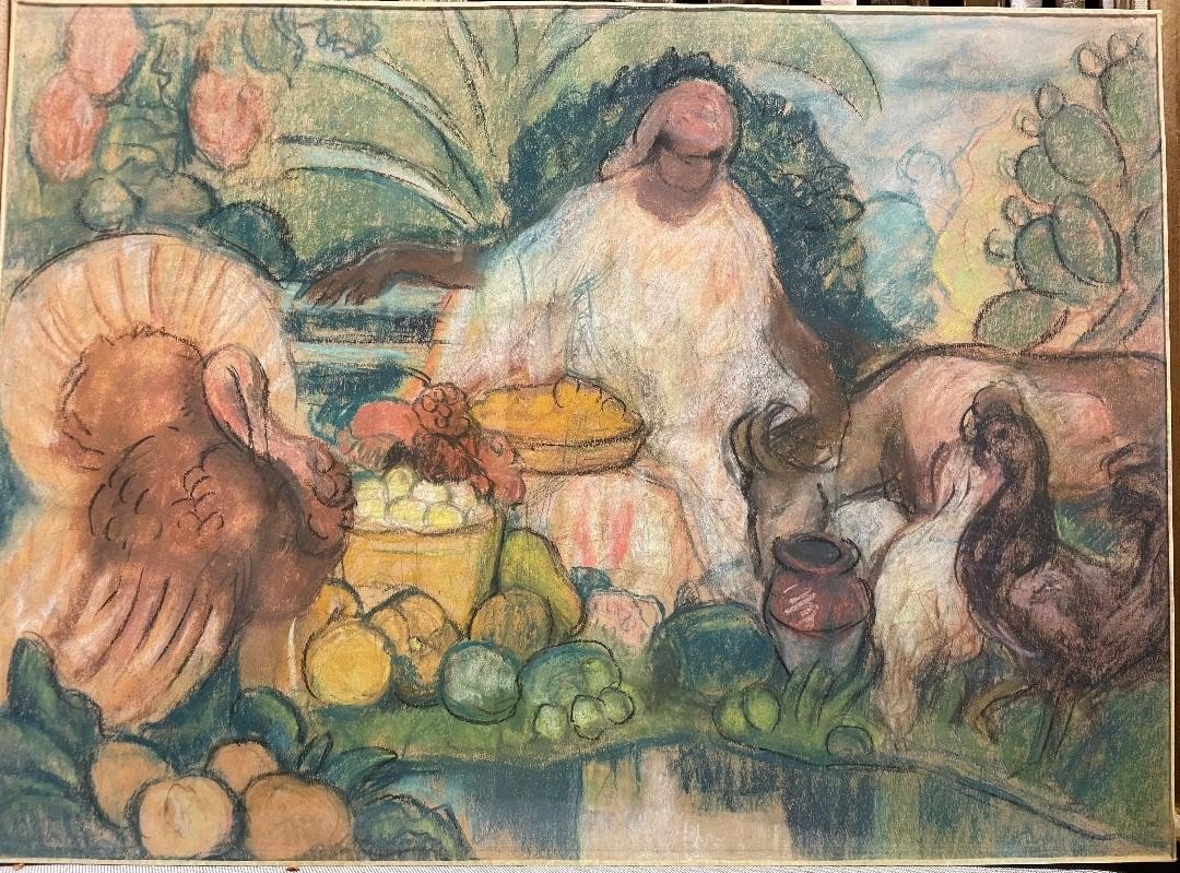 Le Marché Et Le Dindon / Ecole d'Alger / Augustin Ferrando