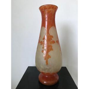 Large French Glass Vase / Schneider