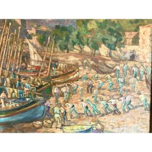 Le Halage Des Barques à Collioure / Jac MARTIN FERRIERES