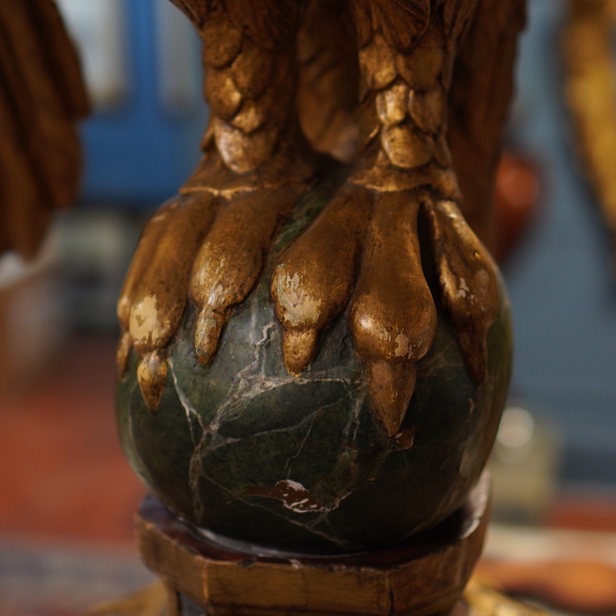 Eagle-shaped Church Lectern — Spain, Baroque Period, 18th Century  Carved  And Polychrome Wood -photo-4