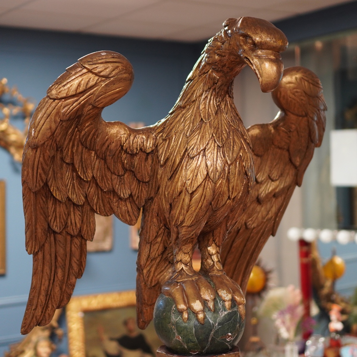 Eagle-shaped Church Lectern — Spain, Baroque Period, 18th Century  Carved  And Polychrome Wood -photo-1
