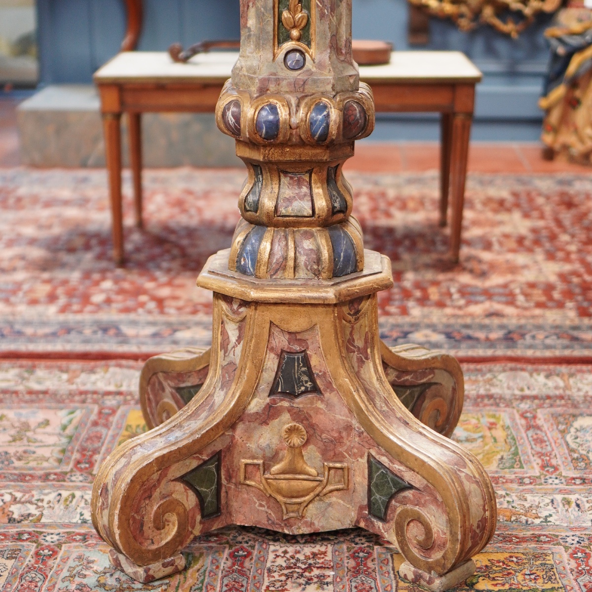 Eagle-shaped Church Lectern — Spain, Baroque Period, 18th Century  Carved  And Polychrome Wood -photo-3
