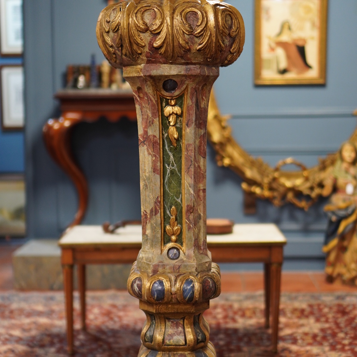Eagle-shaped Church Lectern — Spain, Baroque Period, 18th Century  Carved  And Polychrome Wood -photo-4